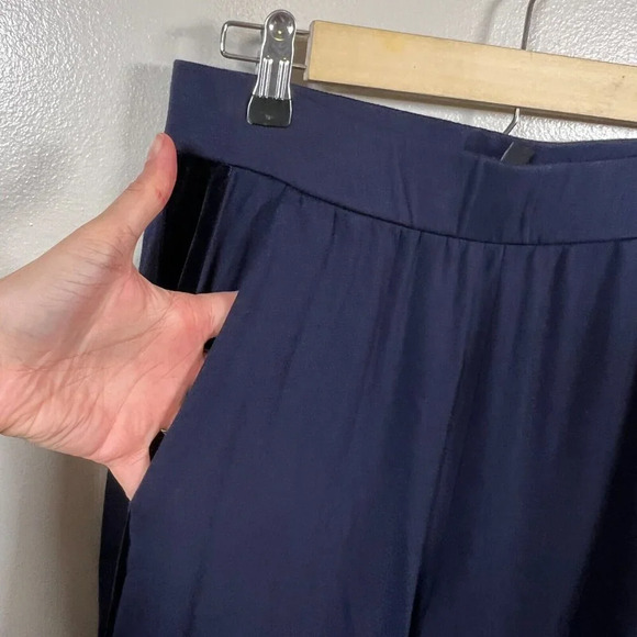 Eileen Fisher Jogger Track Pants Size Small Petite Blue Velvet Stripe Comfy - Picture 7 of 11